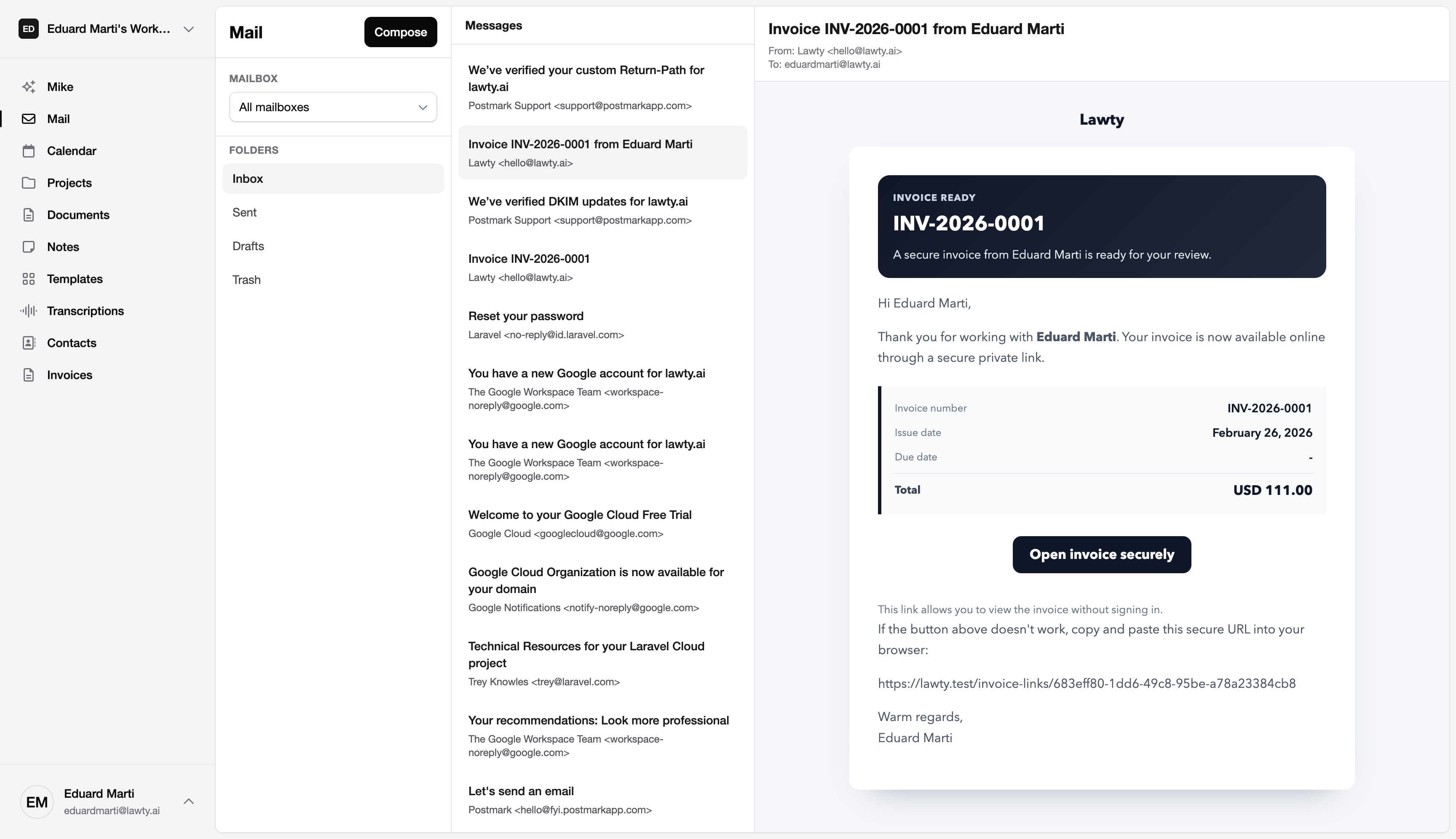 Mail product screenshot